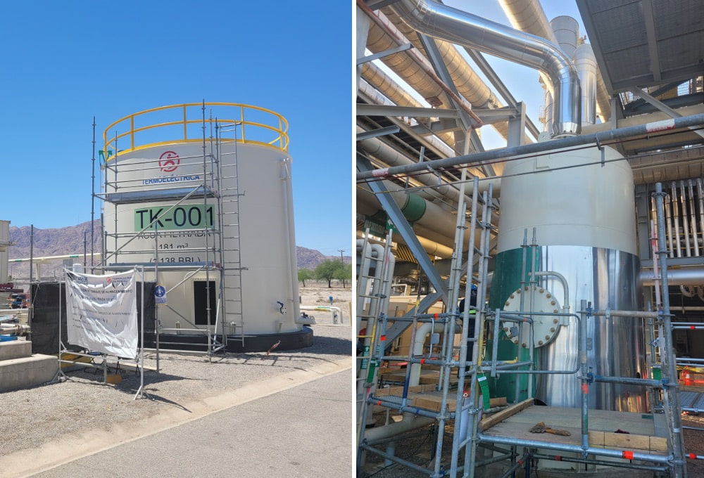 Diseño, fabricación, obra civil y montaje de 3 tanques de almacenamiento: Agua filtrada, drenes atmosféricos y ácido sulfúrico. ceym